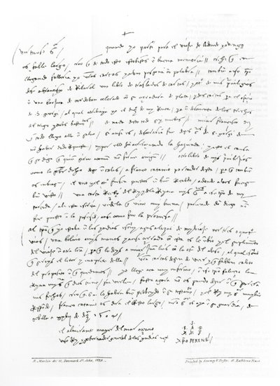 Letter from Columbus Dated December 1504 Addressed to Doctor Oderigo, from 